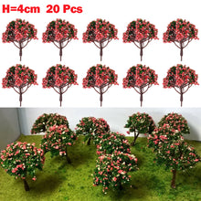 Load image into Gallery viewer, 20 pcs 4cm Miniature Pink Flowering Tree Models Train Railway Accessories Forest Fairy Garden Landscape Terrarium Diorama Craft Supplies