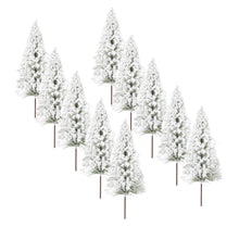 Load image into Gallery viewer, 10pcs Miniature Snow Covered Tree Models | 1:100 Scale Model Trees | Diorama Scenery Craft Supplies