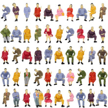 Load image into Gallery viewer, 50 pcs Miniature All Seated Passenger Sitting People Man Woman 1:43 Figure O Scale Models Train Railway Scene Accessories Diorama Supplies