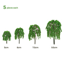 Load image into Gallery viewer, 20 pcs 5-9.5cm Mixed Miniature Willow Tree Models Train Railway Accessories Forest Fairy Garden Landscape Terrarium Diorama Craft Supplies