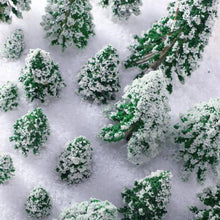 Load image into Gallery viewer, 19pcs Miniature Snowy Pine Trees - Model Railway Diorama Scenery