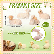 Load image into Gallery viewer, 50pcs Mini Sheep Miniature Resin Figurines for Fairy Garden, Diorama, Aquarium, Dollhouse, Cake Decor, Farm Animal Crafts, DIY Landscape