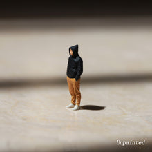 Load image into Gallery viewer, Miniature Man in Hoodie Jacket People Unpainted Figure 1/87 1/64 Model Street Building Landscape Scenery Layout Accessories Diorama Supplies