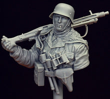 Load image into Gallery viewer, WWII MG42 Gunner Totenkopf Division Kharkov 1943 Unpainted Resin Figure 1/16 Scale Unassembled Bust Model