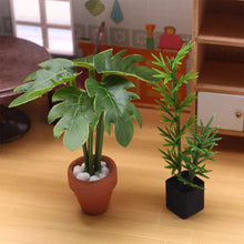 Load image into Gallery viewer, 1/12 Scale Dollhouse Green Plant Potted Model, Miniature Flower Pot, Simulation Plant Decor, Mini Garden Scene, Micro Landscape Ornament