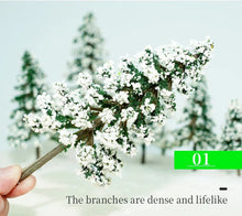 Load image into Gallery viewer, 5pcs Miniature Snowy Pine Trees 5-13cm for Model Railway Diorama Scenery Terrain Landscape