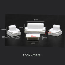 Load image into Gallery viewer, 4 pcs Miniature Sofa Table Furniture Blank Unpainted Models 1:50/75 Scale DIY Room Building Layout Dollhouse Decor Diorama Craft Supplies