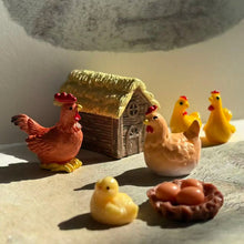 Load image into Gallery viewer, 10pcs Mini Chick Family Resin Figurines, Cute Farm Animal Miniatures for Fairy Garden, Dollhouse, Terrarium, Bonsai, DIY Crafts & Décor