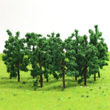 Load image into Gallery viewer, 50 pcs 4.5cm Miniature Green Tree Model Iron Wire Trunk N Scale 1:160 Train Railway Scene Accessories Terrarium Diorama Craft Supplies