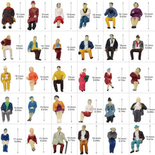 Load image into Gallery viewer, 60 pcs Miniature All Seated Passenger Sitting People 1:87 Figures HO Scale 30 Poses Models Train Railway Scene Accessories Diorama Supplies