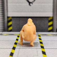 Load image into Gallery viewer, Man in Hoodie Squatting Miniature Unpainted Figure 1/64 1/50 1/43 1/35 1/24 1/18 Scale Model Scene Layout Accessories Diorama Supplies