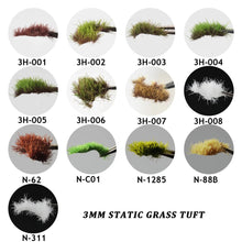 Load image into Gallery viewer, 3mm Miniature Irregular Static Grass Tufts Cluster Model Railway Layout Accessories DIY Landscape Dollhouse Terrarium Diorama Craft Supplies