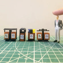 Load image into Gallery viewer, 4pcs Miniatures Plastic Garbage Bins 1/30 G Scale Trash Can Model Set for Diorama Scenery Railway Layout Building and Sand Table
