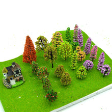 Load image into Gallery viewer, 30 pcs Mixed Miniature Colorful Tree Model HO Scale Sand Table Train Railway Scene Fairy Garden Landscape Terrarium Diorama Craft Supplies
