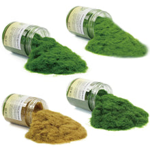 Load image into Gallery viewer, 4 Bottles 140g 5/8/12mm Miniature Static Grass Powder Flock Turf Flock Lawn Model DIY Scenery Landscape Terrarium Diorama Craft Supplies