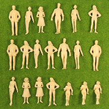 Load image into Gallery viewer, 20 pcs Miniature Standing Seated Passenger People 1:25 Unpainted Figure G Scale Model Railway Scenery Layout Accessories Diorama Supplies