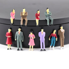 Load image into Gallery viewer, 30pcs 1:50 Scale Miniature People Figures Painted Standing Sitting ABS Model for Train Layout Sand Table Architecture Diorama Scenes
