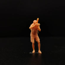 Load image into Gallery viewer, Backpacker taking photos Miniature Unpainted Figure 1/64 1/50 1/43 1/35 1/24 1/18 Scale Model Scene Layout Accessories Diorama Supplies