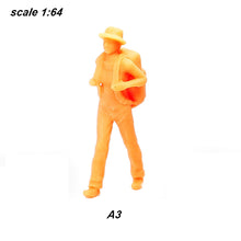 Load image into Gallery viewer, Miniature Backpacker People Unpainted Figure 1:64 Model Sand Table Street Building Landscape Scenery Layout Accessories Diorama Supplies