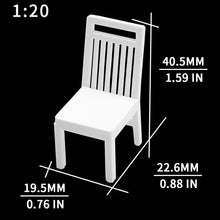 Load image into Gallery viewer, 10pcs 1:30 Scale Miniature Unpainted White Chairs ABS Model Furniture for Dioramas, Dollhouse Room Layouts, Indoor Model Scenes