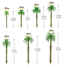 Load image into Gallery viewer, 21 pcs Mixed Miniature Coconut Palm Tree Model Train Railway Accessories DIY Scenery Fairy Garden Landscape Terrarium Diorama Craft Supplies