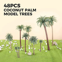 Load image into Gallery viewer, 48 pcs Mixed Miniature Coconut Palm Tree Models Train Railway Accessories Forest Fairy Garden Landscape Terrarium Diorama Craft Supplies