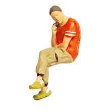 Load image into Gallery viewer, Miniature Sitting Boy Young People Figure 1:64 Model Sand Table Layout Building Street Landscape Fairy Garden Accessories Diorama Supplies