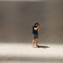 Load image into Gallery viewer, Miniature Man Photographer People Unpainted Figure 1/87 1/64 Model Street Building Landscape Scenery Layout Accessories Diorama Supplies