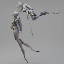 Load image into Gallery viewer, Deep Diving Girl with Spear Gun Unpainted Resin Figure 1/35 1/24 Scale Unassembled Model