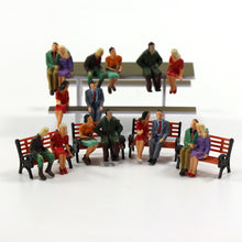 Load image into Gallery viewer, 32 pcs Miniature Seated Passenger Sitting Couple People 1:48 Figure O Scale Model Train Railway Scene Landscape Accessories Diorama Supplies