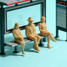 Load image into Gallery viewer, 14pcs Unpainted Miniature People Standing Sitting Figures 1:32 Scale Model Railway Diorama Accessories