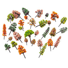 Load image into Gallery viewer, 30 pcs Mixed Miniature Colorful Tree Model HO Scale Sand Table Train Railway Scene Fairy Garden Landscape Terrarium Diorama Craft Supplies