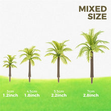 Load image into Gallery viewer, 20 pcs 3-7cm Mixed Miniature Coconut Palm Tree Models Train Railway Accessories Fairy Garden Landscape Terrarium Diorama Craft Supplies