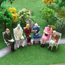 Load image into Gallery viewer, 6pcs Miniature Seated People Figures 1:25 Scale for DIY Diorama & Model Train Scenery