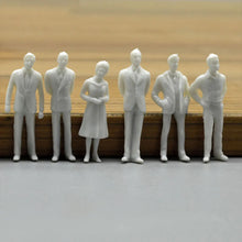 Load image into Gallery viewer, 20 pcs Miniature Standing Passenger Seated Blank People 1:50 Unpainted Figure O Scale Model Railway Train Scenery Layout Diorama Supplies