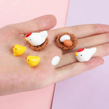Load image into Gallery viewer, 28pcs Mini Chick Hen Family Resin Figurines with Eggs and Nests, Farm Animal Miniatures for Fairy Garden, Easter, Terrarium & DIY Crafts