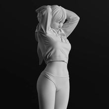 Load image into Gallery viewer, Female Resin Figure – Unpainted Model Kit with Tied Hair 1/35, 1/24, 1/12 Scale – DIY Craft Supply