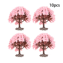 Load image into Gallery viewer, 10 pcs 8cm Miniature Cherry Blossom Tree Models Train Railway Layout Accessories DIY Landscape Dollhouse Terrarium Diorama Craft Supplies