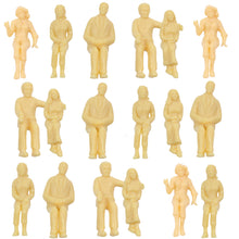 Load image into Gallery viewer, 18 pcs Miniature Sitting Seated Passenger People 1:25 Unpainted Figure G Scale Model Railway Scenery Layout Accessories Diorama Supplies