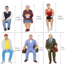 Load image into Gallery viewer, 6pcs Miniature Seated People Figures 1:25 Scale for DIY Diorama & Model Train Scenery