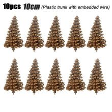 Load image into Gallery viewer, 10pcs Miniature Pine Trees 4-12cm, HO OO Scale for Model Train Scenery, Diorama Projects.