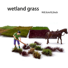 Load image into Gallery viewer, 5mm Miniature Wetland Grass Tufts – Model Train Scenery, Wargaming Terrain, Diorama, and DIY Sand Table Landscape Supplies