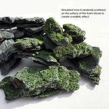 Load image into Gallery viewer, 20pcs Moss Rock Scenery Stones for Diorama, Miniature Landscape, Model Train Terrain, Fairy Garden