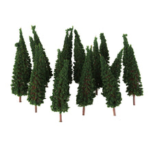 Load image into Gallery viewer, 50 pcs Miniature Dark Green Pagoda Trees 1:100 Models Railway Accessories Forest Fairy Garden Landscape Terrarium Diorama Craft Supplies