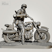 Load image into Gallery viewer, WWII European Motorcycle Soldier Unpainted Resin Figure 50mm 75mm Unassembled Model