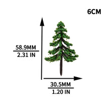 Load image into Gallery viewer, 5pcs Miniature Pine Trees 6/8/10cm for Diorama, Model Railway, Fairy Garden, Terrarium