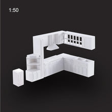 Load image into Gallery viewer, Miniature Cupboard Cabinet Furniture Set Blank Unpainted Models 1:50/75 Scale DIY Building Layout Dollhouse Decor Diorama Craft Supplies