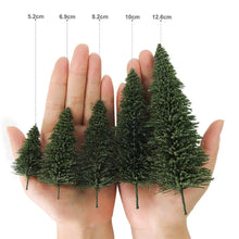 Load image into Gallery viewer, Miniature Pine Tree Models Green | Mixed Sizes Model Trees | Railway Diorama Craft Supplies