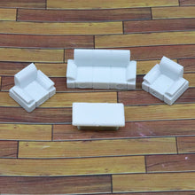 Load image into Gallery viewer, 4 pcs Miniature Sofa Table Furniture Blank Unpainted Models 1:50/75 Scale DIY Room Building Layout Dollhouse Decor Diorama Craft Supplies
