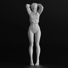 Load image into Gallery viewer, Female Resin Figure – Unpainted Model Kit with Tied Hair 1/35, 1/24, 1/12 Scale – DIY Craft Supply